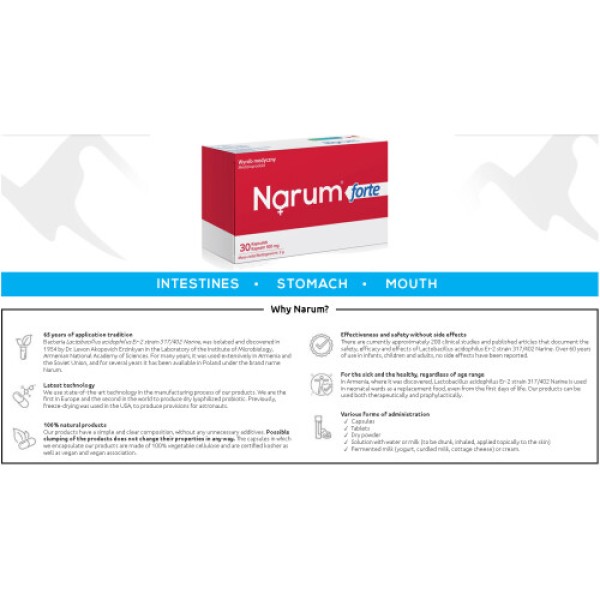 Narum Forte 100 mg Tight Intestines 30 Capsules Probiotics